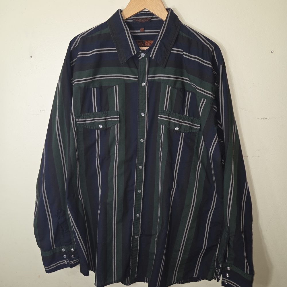 Canyon Guide Outfitters Men's Western Style Pearl Snap Shirt Plaid Long Sleeve